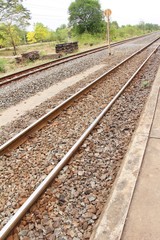 Fototapeta premium Old railroad tracks vintage style for trains