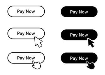 Pay now icon set, button symbol collection. Simple, flat design on white background