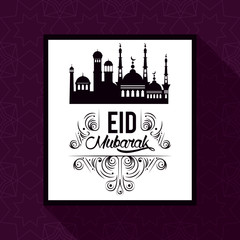 eid mubarack design with mosque silhouette