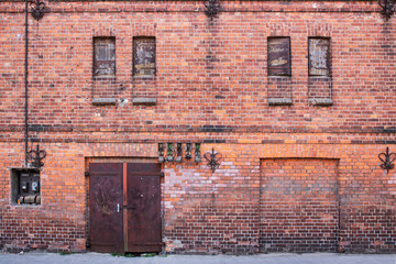 Walls and windows.Old brick wall with  windows.