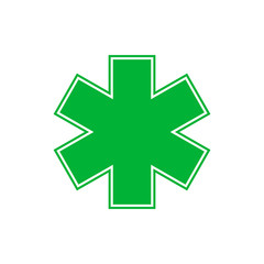 Medical symbol of the Emergency or Green Star of Life vector illustration