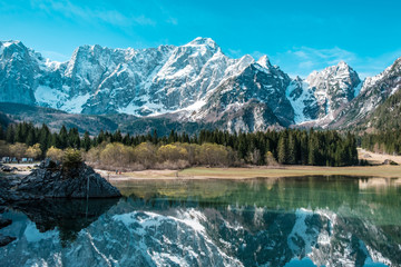 Spring morning at the alpine lake