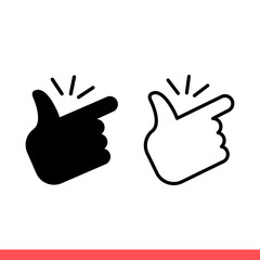 Snap finger icon set, outline and fill, easy concept symbol. Simple, flat design on white background