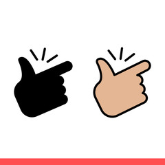 Snap finger icon set, outline and fill, easy concept symbol. Simple, flat design on white background