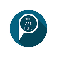 You are here. map pointer icon. GPS location symbol. Flat design style.