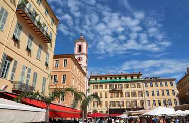 Old town market and clock tower - Nice, French Riviera