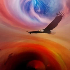 Foto op Canvas July 4th American bold eagle in the sky © Tak
