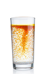 Tornado in water glass  isolated on white background