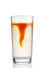 Tornado hurricane in water glass on white background