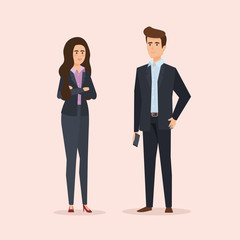 professional businesswoman and businessman to company success