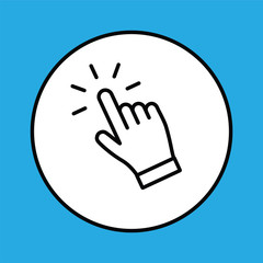 Hand clicking linear icon. Click finger.