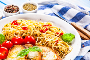 Spaghetti aglio e olio - pasta with chili and garlic