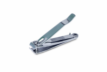 Stainless steel nail clippers on white background.(with Clipping Path).