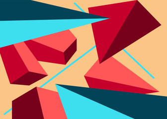 geometry red pink blue colors abstract polygons background