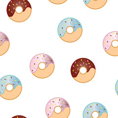 seamless pattern with colorful donuts vector