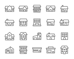 set of house icons, such as city, apartment, condominium, town