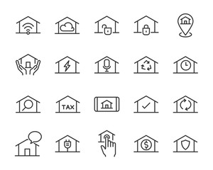 set of home icons, such as smart home, cloud, sale, wifi, tax, phone