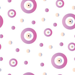 seamless pattern with evil eye and circles in purple colors