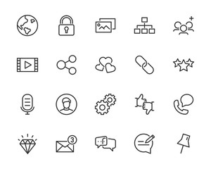 Fototapeta premium set of communication icons, such as social media, address, application