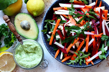 Fresh salad from root vegetables