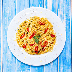 Spaghetti aglio e olio - pasta with chili and garlic