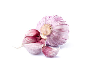 Garlic in closeup on white background