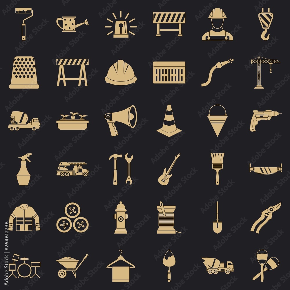 Poster wrench icons set. simple style of 36 wrench vector icons for web for any design