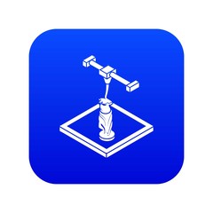 Statue d printing icon blue vector isolated on white background