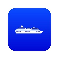 Cruise ship icon digital blue for any design isolated on white vector illustration