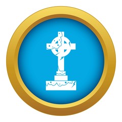 Irish celtic cross icon blue vector isolated on white background for any design