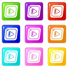 Video icons set 9 color collection isolated on white for any design