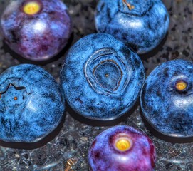 Blueberries on a black background
