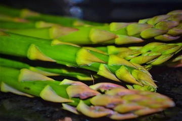 Asparagus on a black background