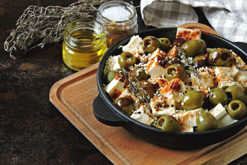 greek, food, cheese, baked, healthy, feta, oil, background, cuisine, white, olive, pepper, lunch, snack, meal, vegetable, dinner, herbs, delicious, gourmet, mediterranean, appetizer, spices, red, dish