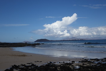 Beautiful sky over the natural part in Corralejo the Canary Islands spain