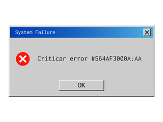 System error popup. Retro window of alert mockup.