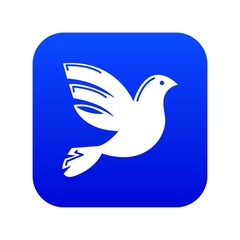 White peace pigeon icon blue vector isolated on white background