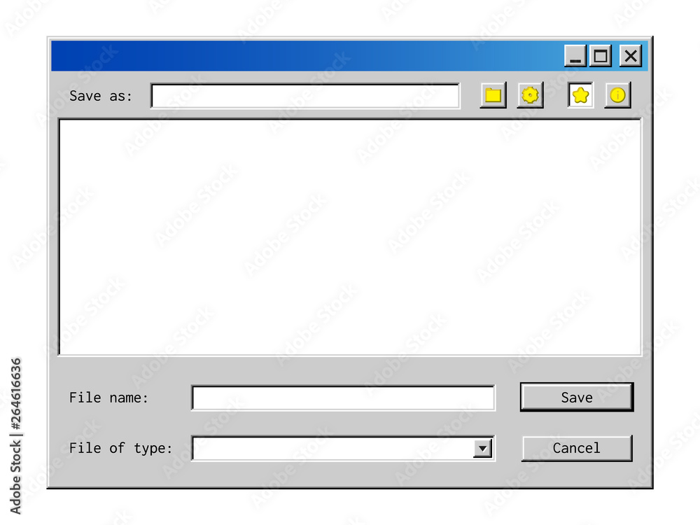 Wall mural old file explorer window mockup for mobile apps, sites and user interface design.