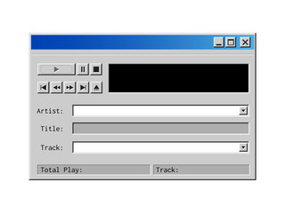 Old music player window mockup for mobile apps, sites and audio services.