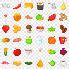 Healthy diet icons set. Cartoon style of 36 healthy diet vector icons for web for any design