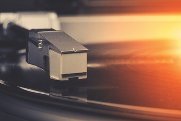 vinyl music player head, festive mood