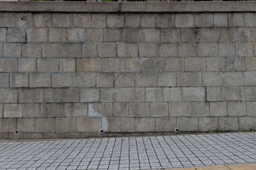 street wall background ,Industrial background, empty grunge urban street with warehouse brick wall