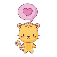 cute tiger animal and speech bubble with heart