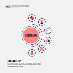 Credibility concept for presentation, promotion, social media marketing, and more. Minimalist Credibility infographic with flat icon