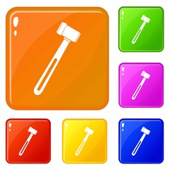 Medical hammer icons set collection vector 6 color isolated on white background