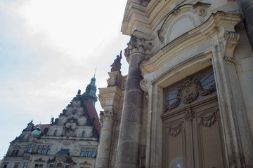 Streets of the capital of Saxony Dresden on Easter holidays, architecture and historical monuments