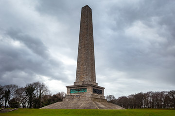 Dublin, Ireland – March 2019. Wellington Monument Imposing 62m obelisk built to commemorate...