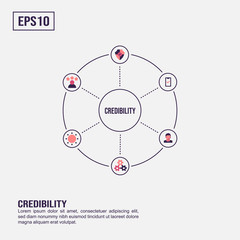 Credibility concept for presentation, promotion, social media marketing, and more. Minimalist Credibility infographic with flat icon