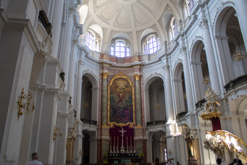 Obraz premium Dresden, Germany. The famous Catholic church Hofkirche of the XVIII century,restored after the Second World War. Decoration inside..