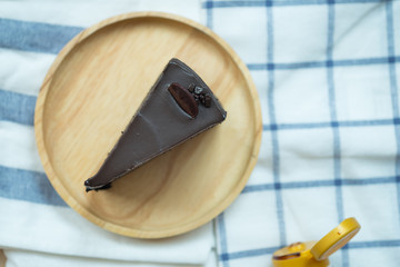 Triangle slices of delicious dark chocolate cake